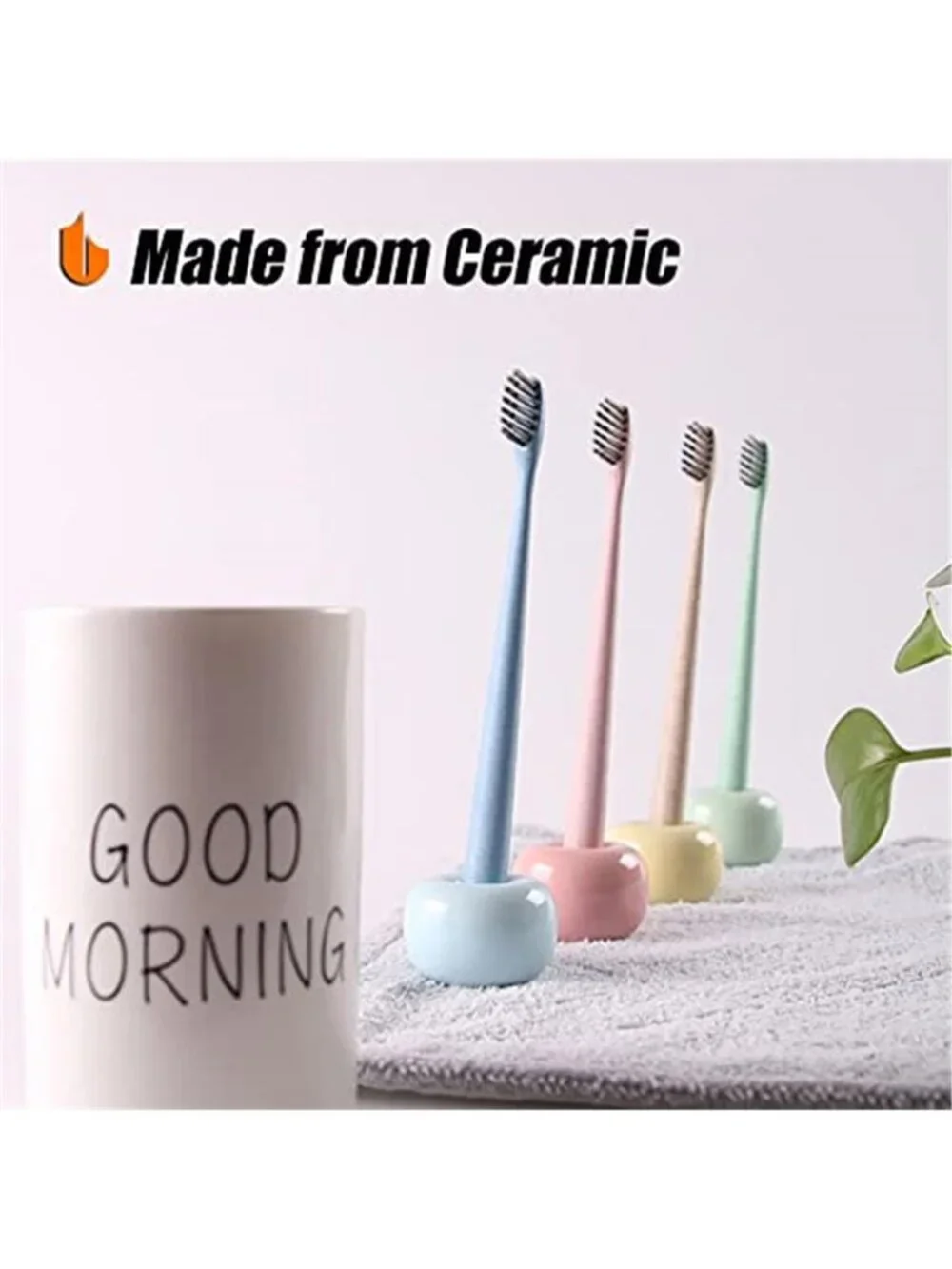 Ceramic Toothbrush Holder Set 2 Pack Bathroom Counter Organizer Minimalist Cup